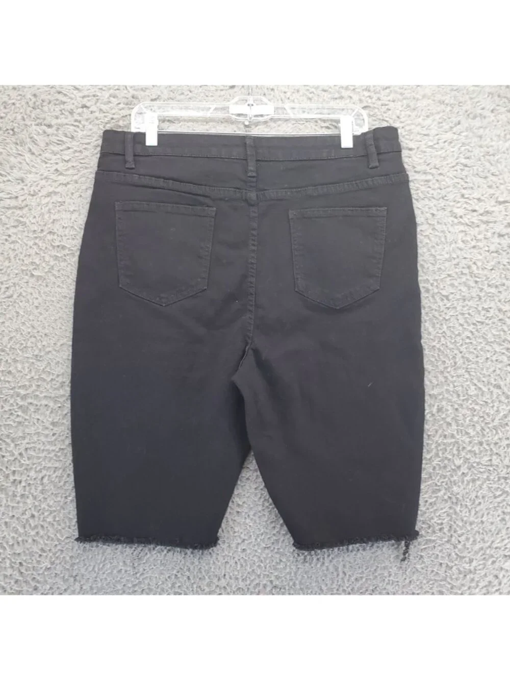 Boohoo Shorts Womens 12 Black High Rise Stretch Cycling Denim Style *NWT*